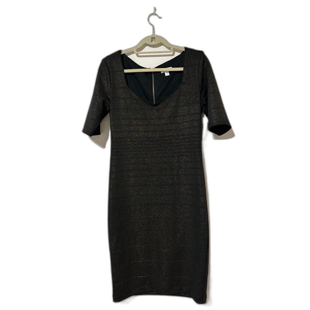 Bisou Bisou Black Dress with Gold shimmer Size 10 NWT